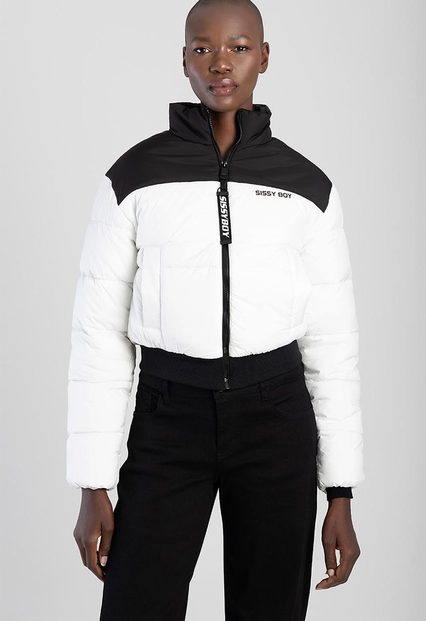 SISSY BOY - Puffer Jacket With Contrast Panels And Branding - Black/White