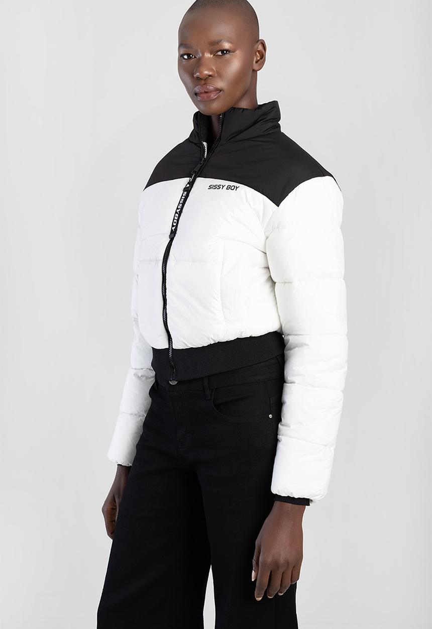 SISSY BOY - Puffer Jacket With Contrast Panels And Branding - Black/White