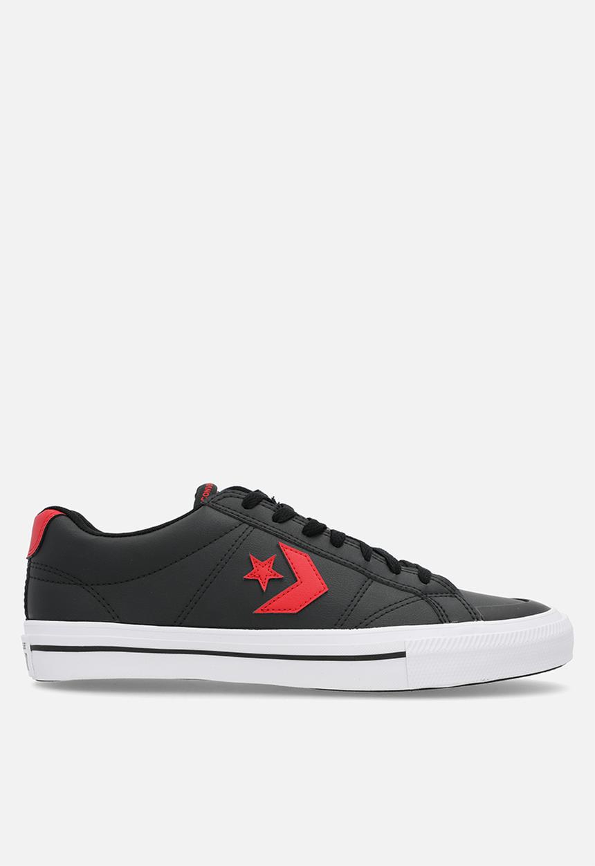 Converse - Sport casual faux leather low - black/red/white leather