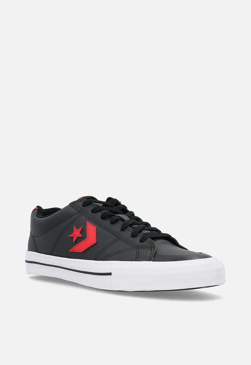 Converse - Sport casual faux leather low - black/red/white leather