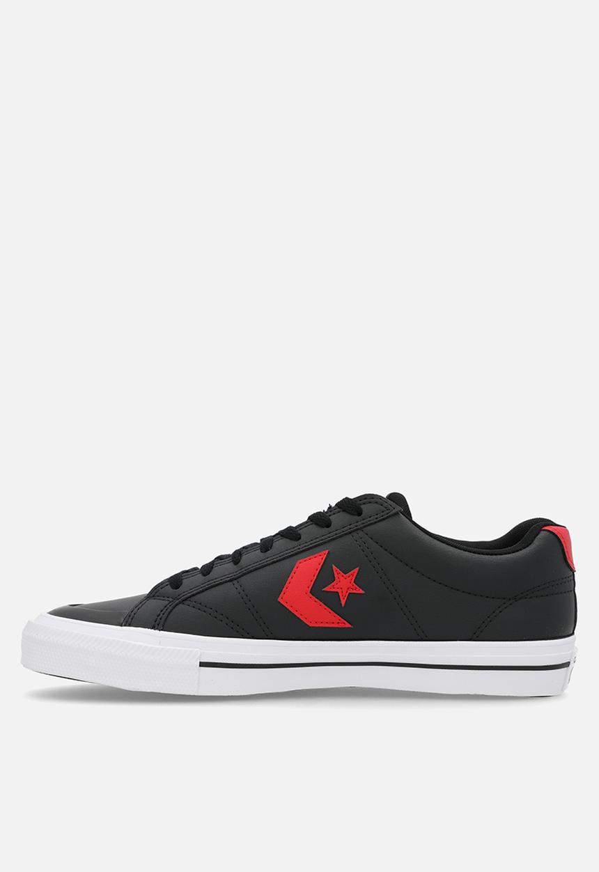 Converse - Sport casual faux leather low - black/red/white leather