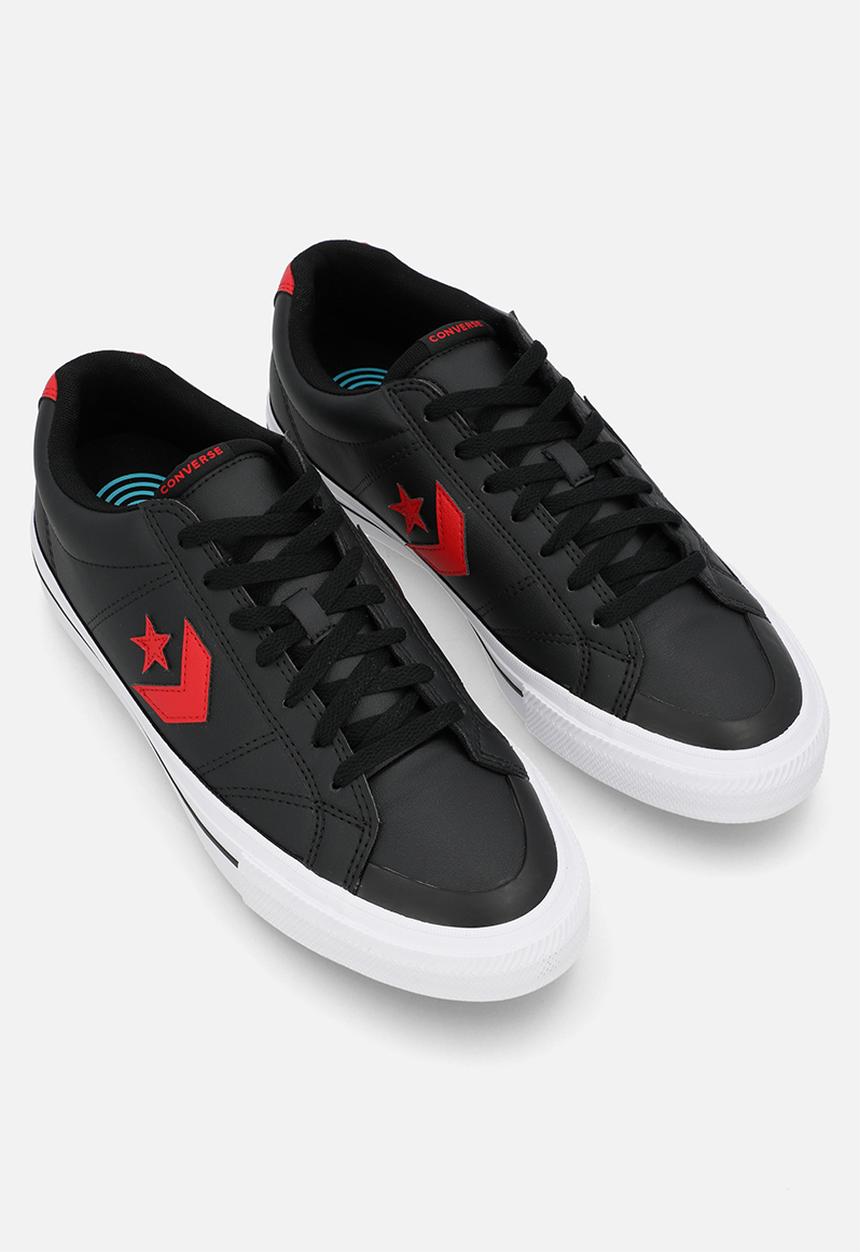 Converse - Sport casual faux leather low - black/red/white leather