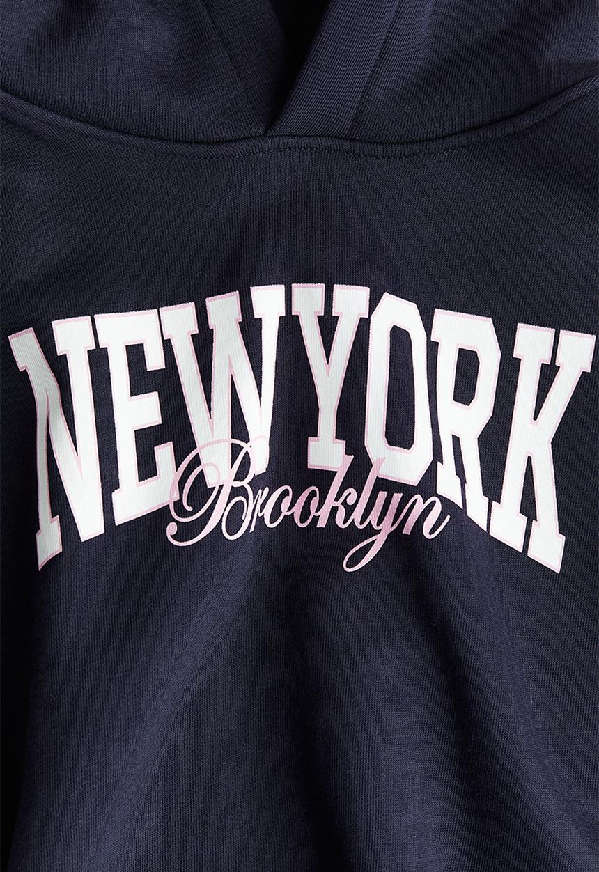 H&M - Printed hoodie - navy blue new york