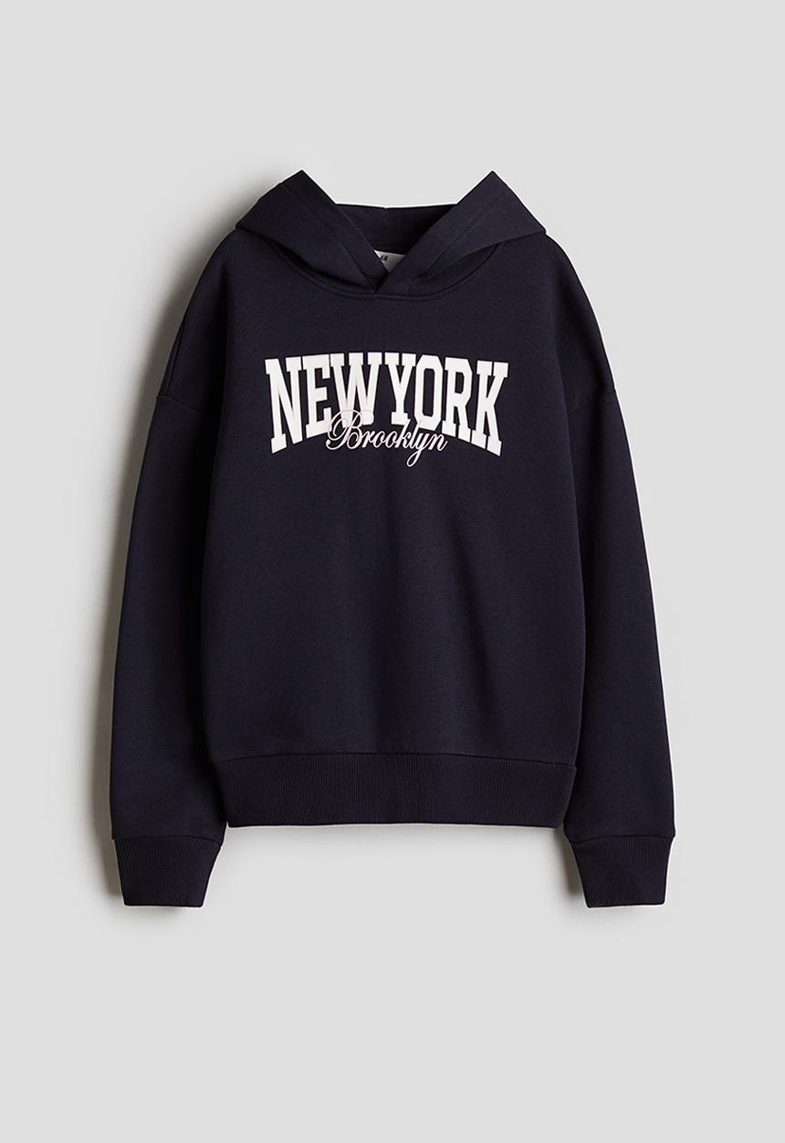 H&M - Printed hoodie - navy blue new york