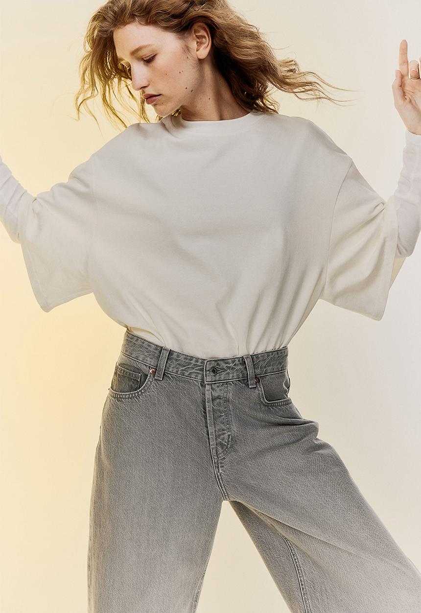 H&M - Wide jeans - light denim grey