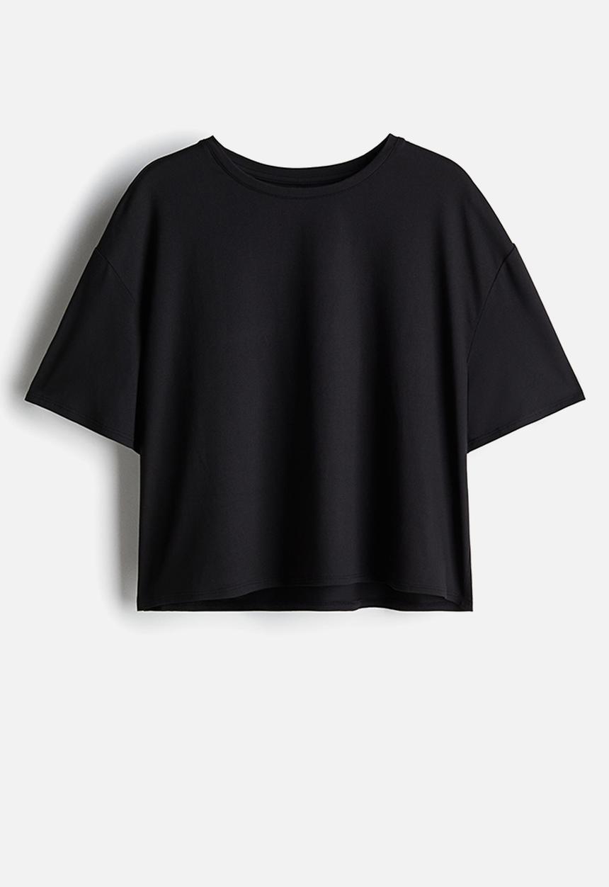 H&M - Boxy-style sports top with drymove™ - black