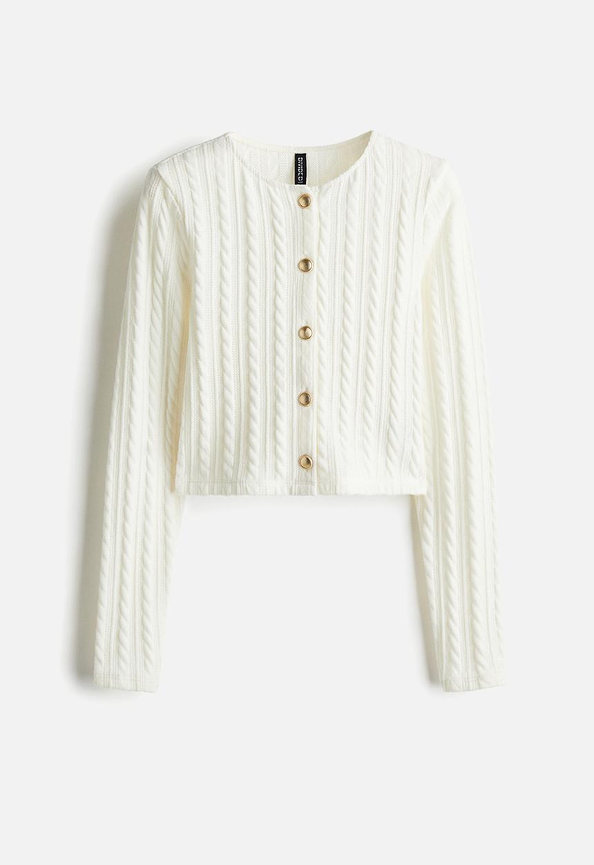 H&M - Cable-knit-look cardigan - cream