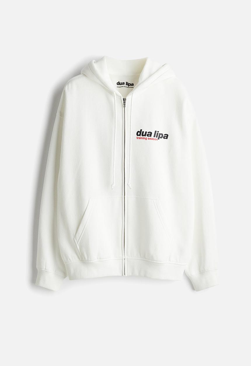 Oversized printed zip-through hoodie - cream/dua lipa - 1260220002
