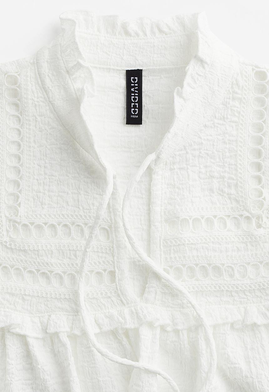 H&M - Oversized frill-trimmed blouse - white