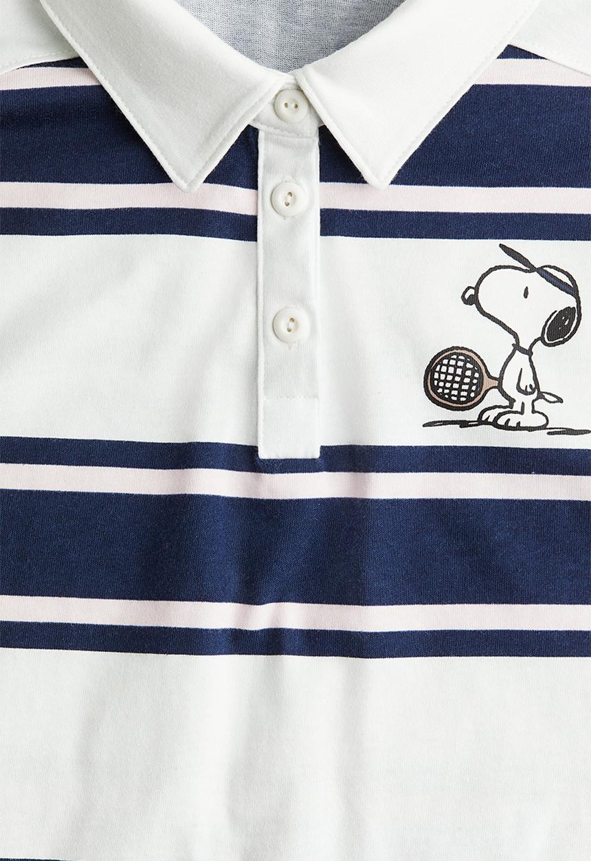 H&M - Boxy rugby shirt - white/snoopy 