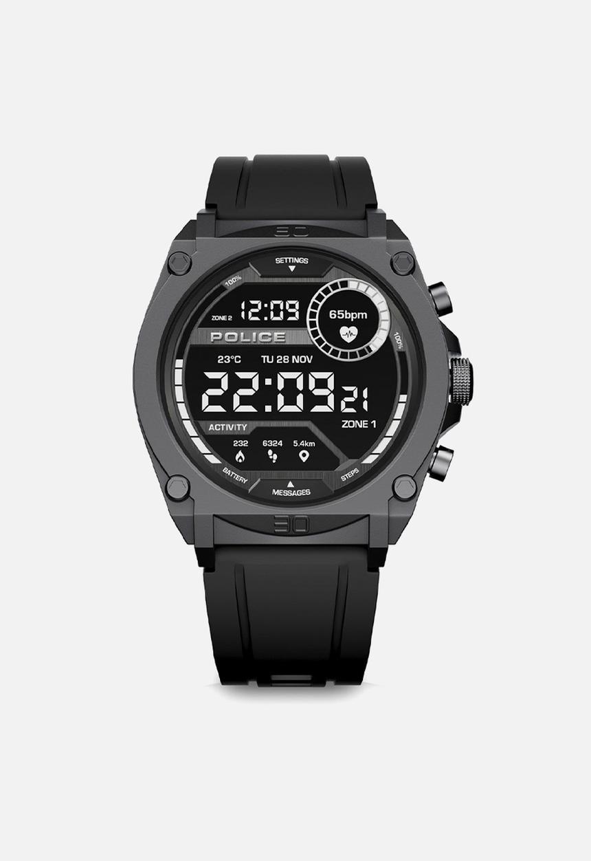 Police - Steel case black dial watch silicone strap - black