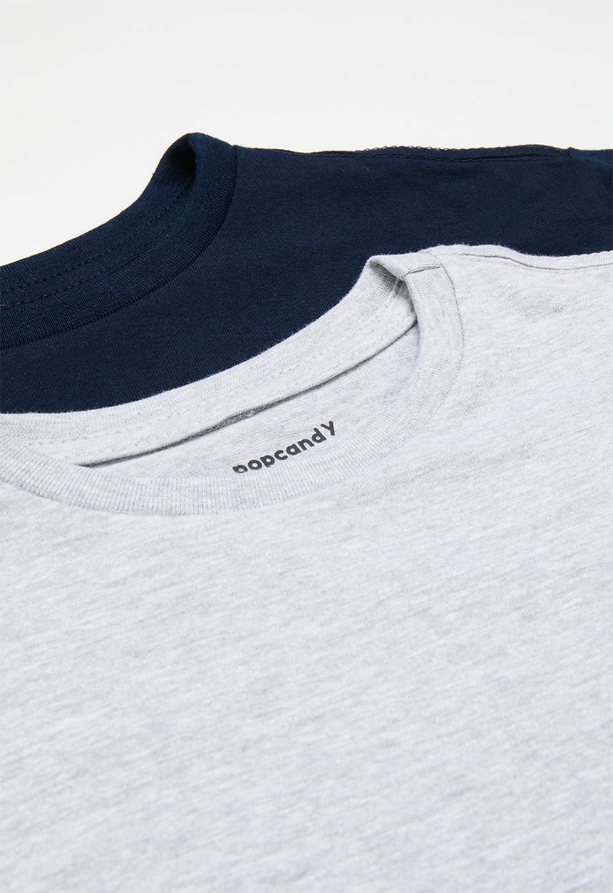Pop Candy - 2 Pack tee - grey & navy