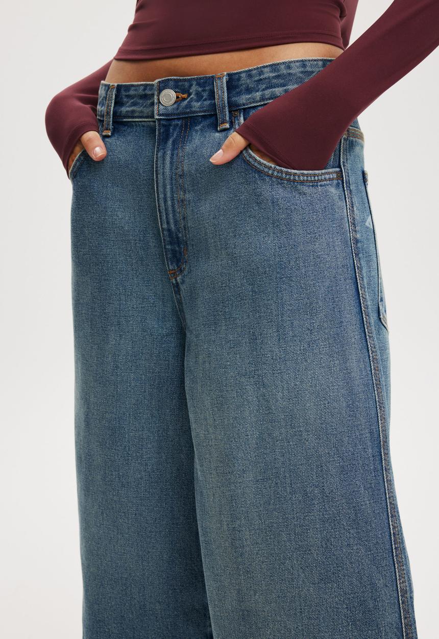 Cotton On - 91 baggy denim jort-1991 stars len blue