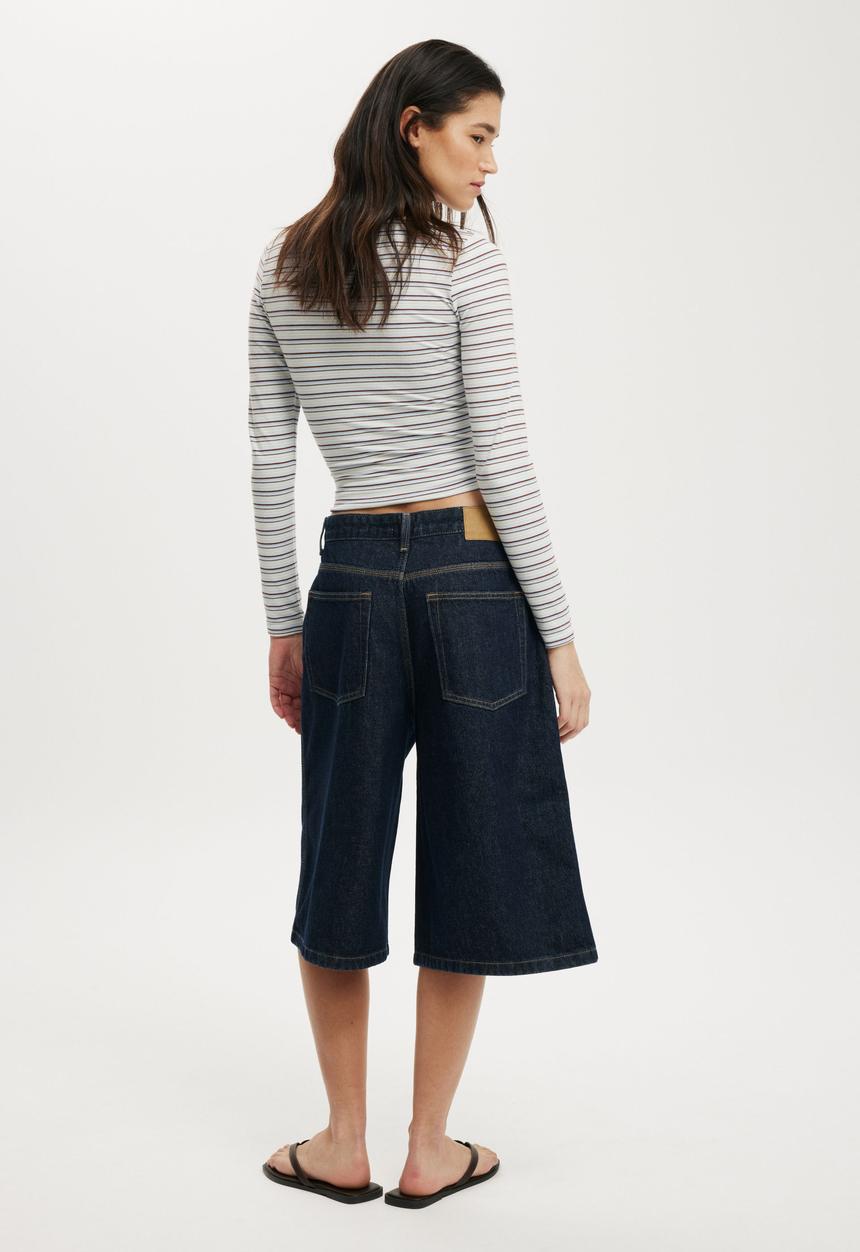 Cotton On - 91 baggy denim jort-shutter blue