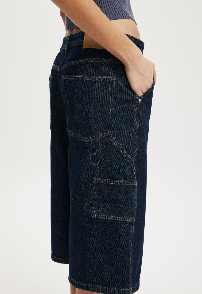 Cotton On - 91 baggy denim jort - shutter blue carpenter