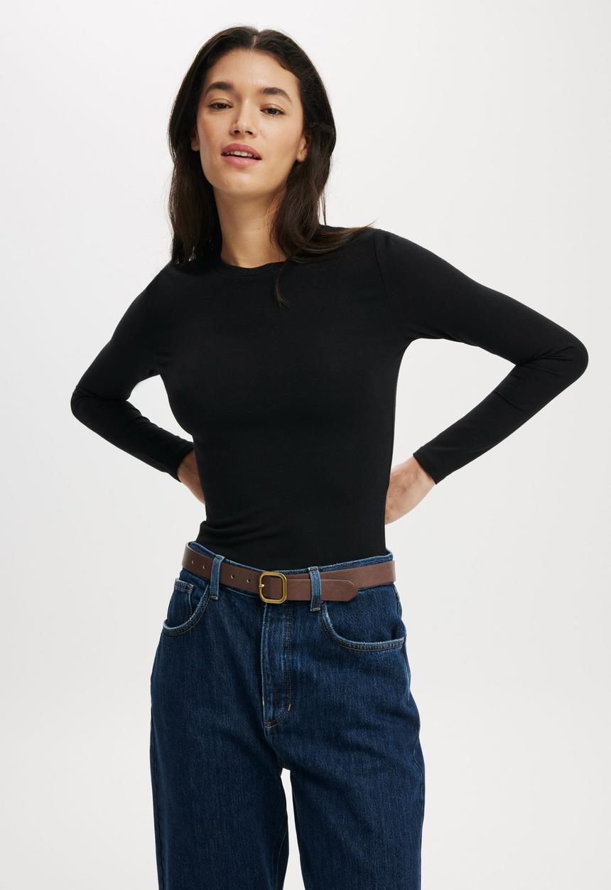 Cotton On - All day crew long sleeve - black