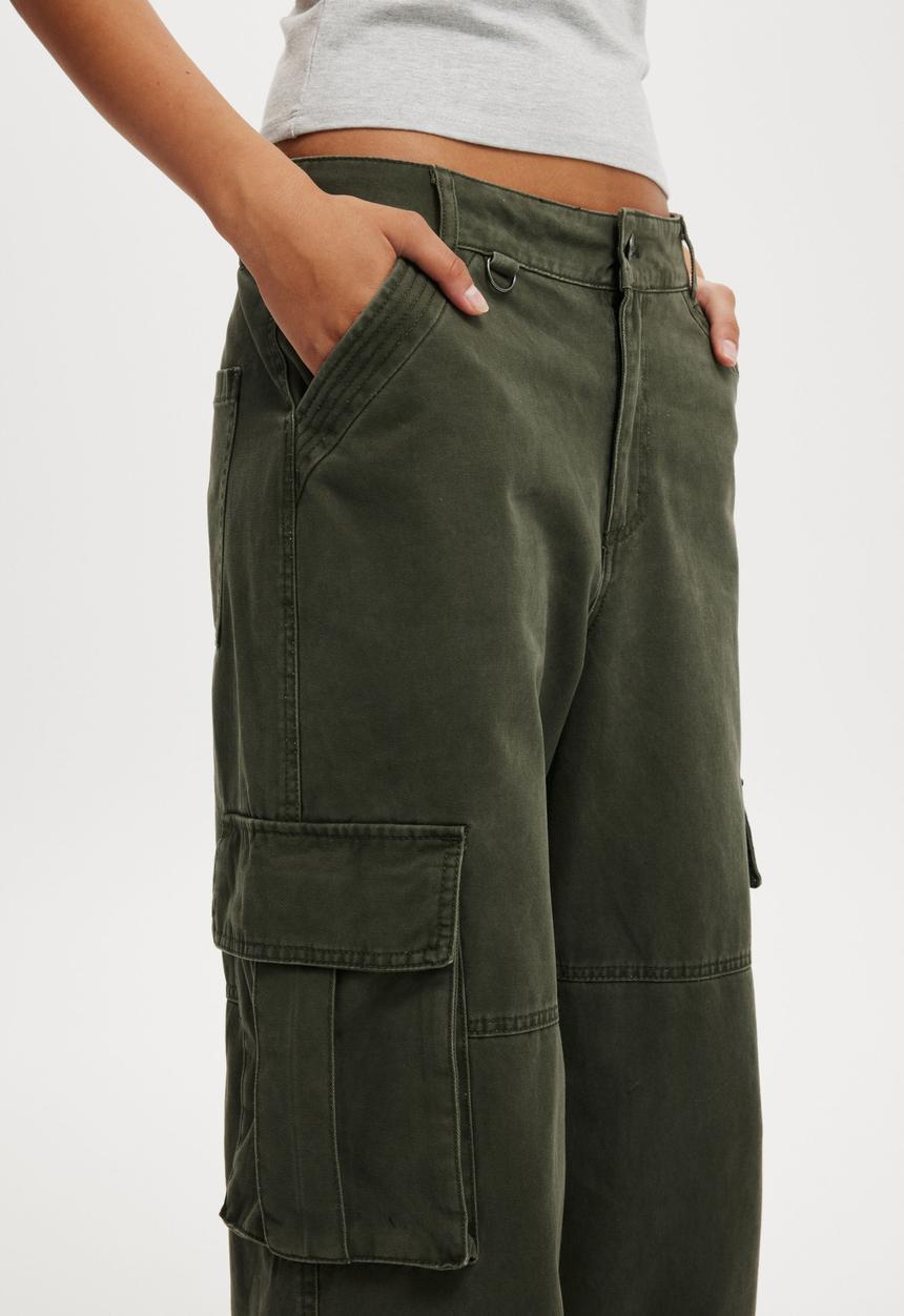 Cotton On - Benny cargo pant - dark washed green