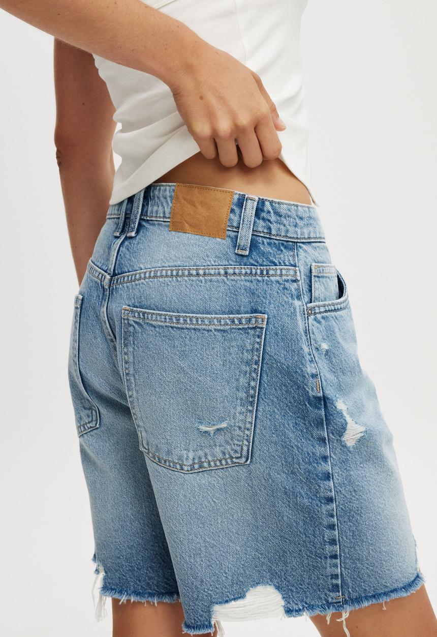 Cotton On - Relaxed denim short - saltwater blue rip