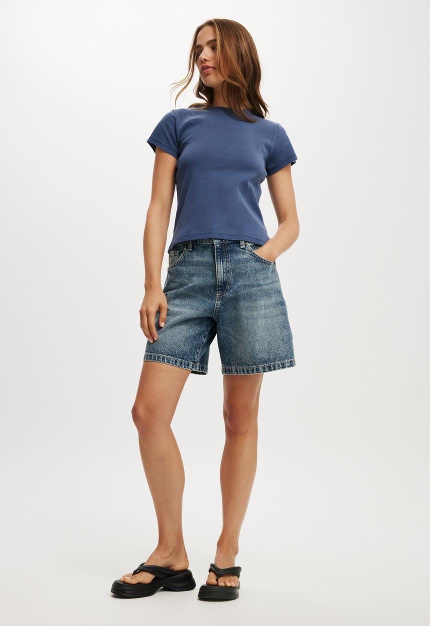 Cotton On - Relaxed denim short - highway blue/ carpenter