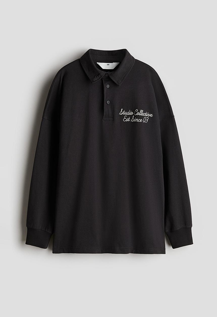 H&M - Cotton jersey rugby shirt - black studio collective