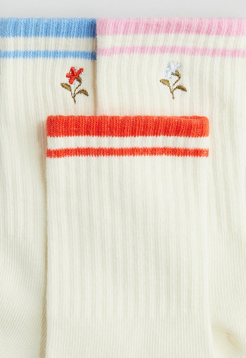 H&M - 5-Pack socks - cream flower