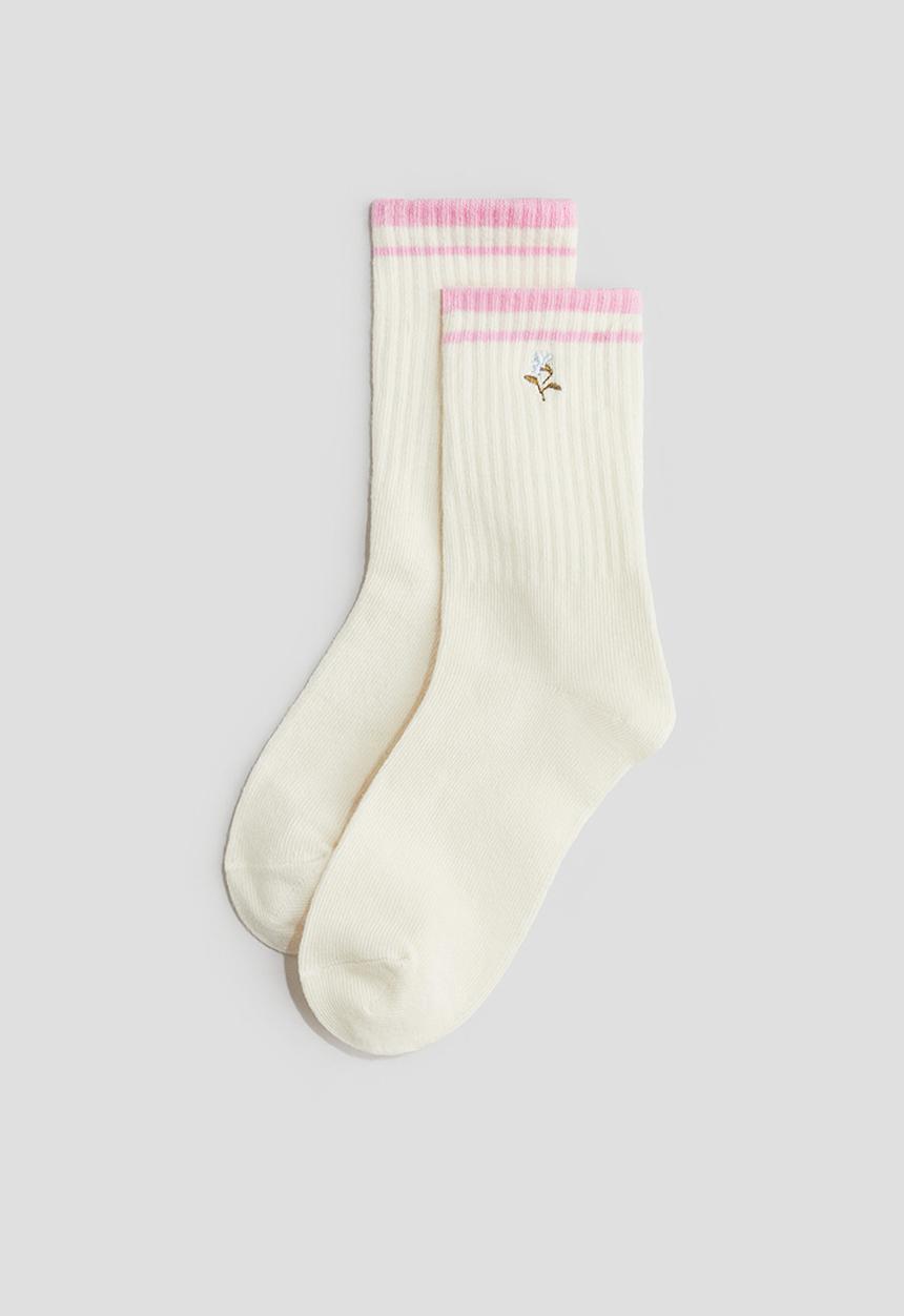 H&M - 5-Pack socks - cream flower