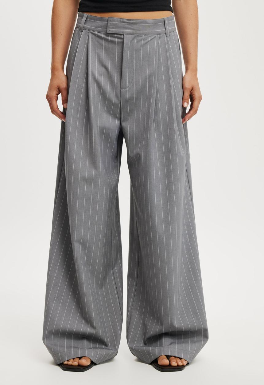 Izzy pleated suiting pant - grey pinstripe