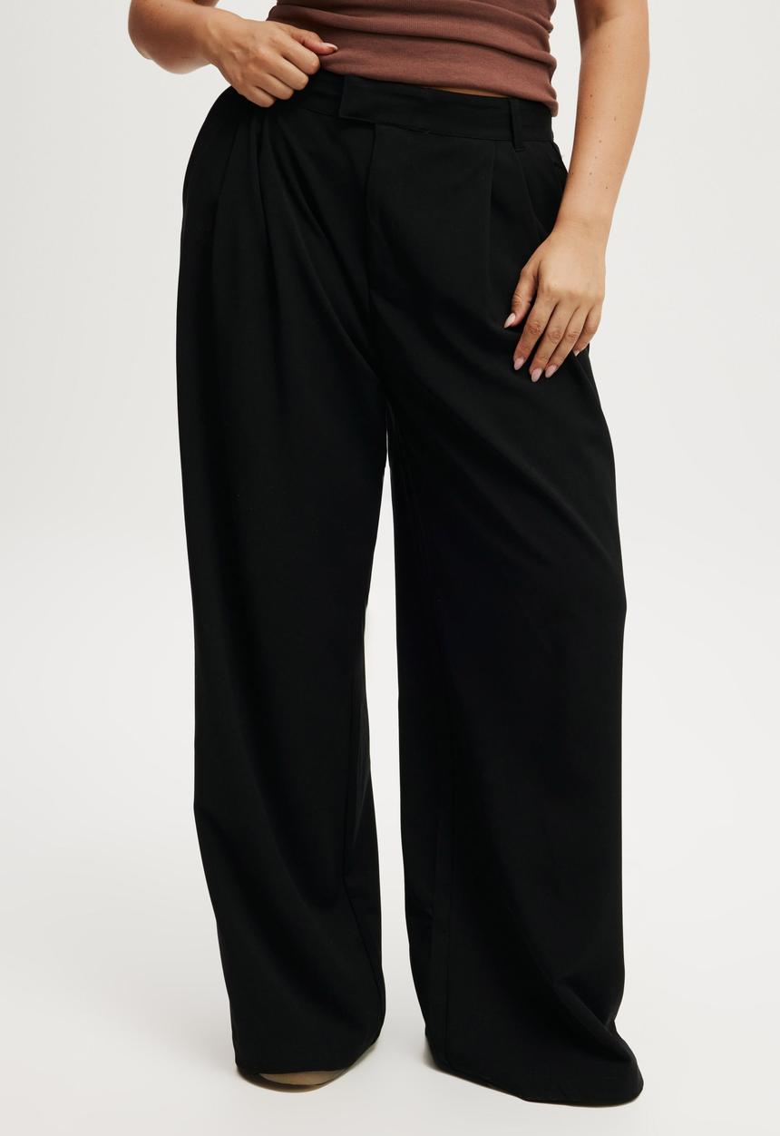 Cotton On - Izzy pleated suiting pant - black