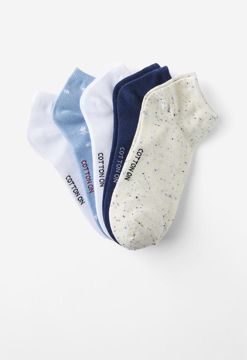 Rubi - 5Pk Ankle Sock - Blue Floral Mix