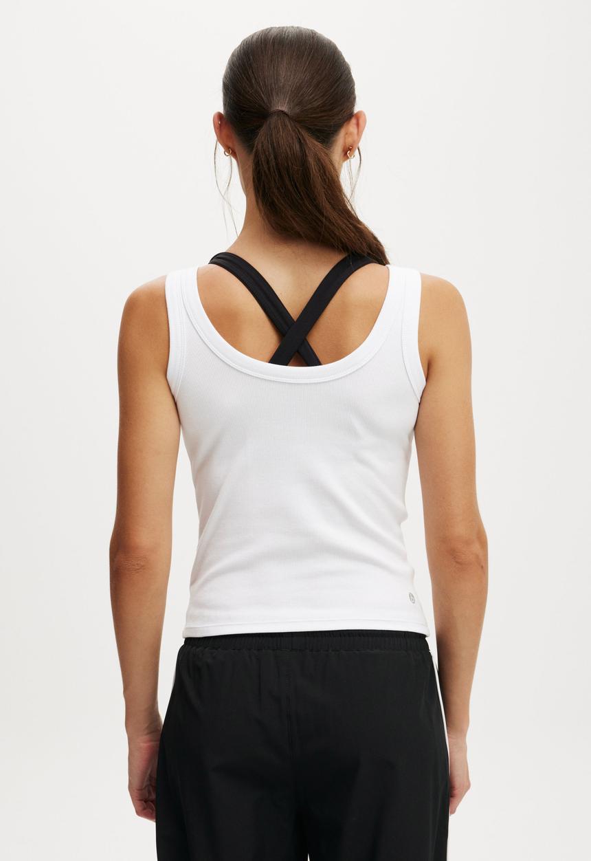 Cotton On - Active Rib Tank - White