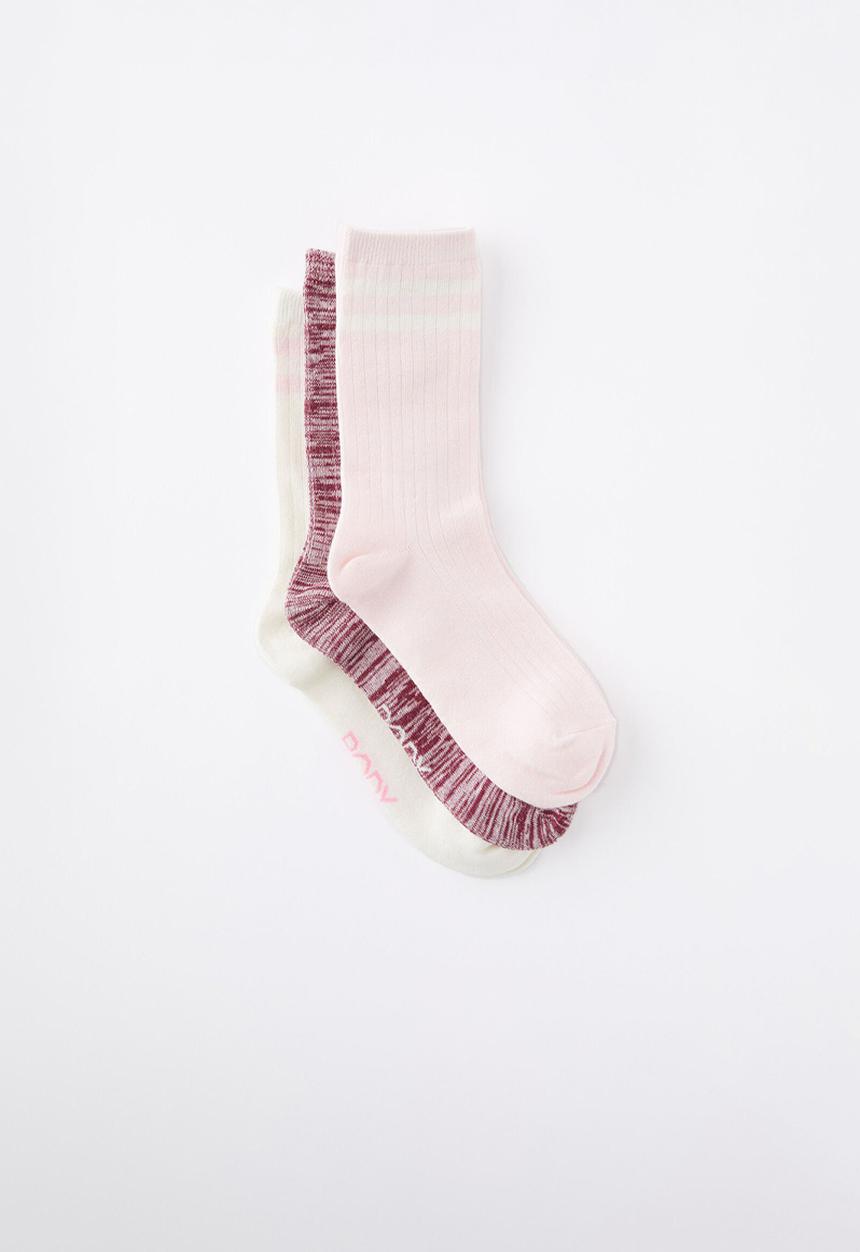 Cotton On - Body Crew Socks 3 Pack - Deep Red/Cherry Dream
