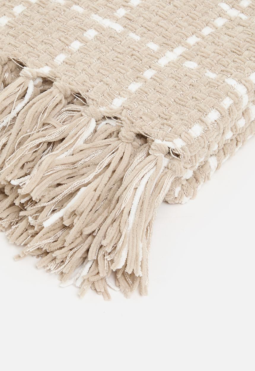 Sixth Floor - Chenille check throw - natural