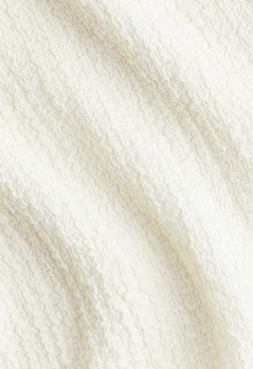 Crinkled drawstring trousers - cream - 1275461004