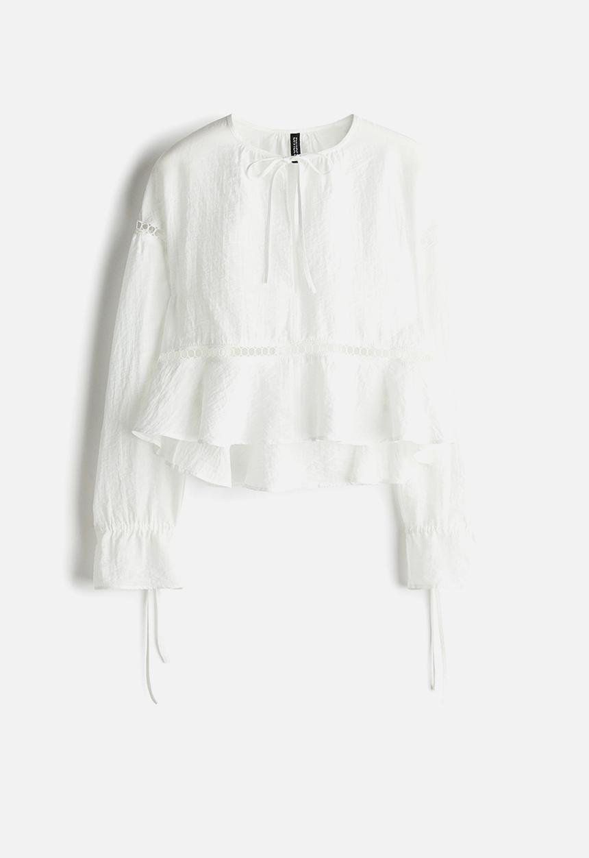 H&M - Oversized lace-inset blouse - cream