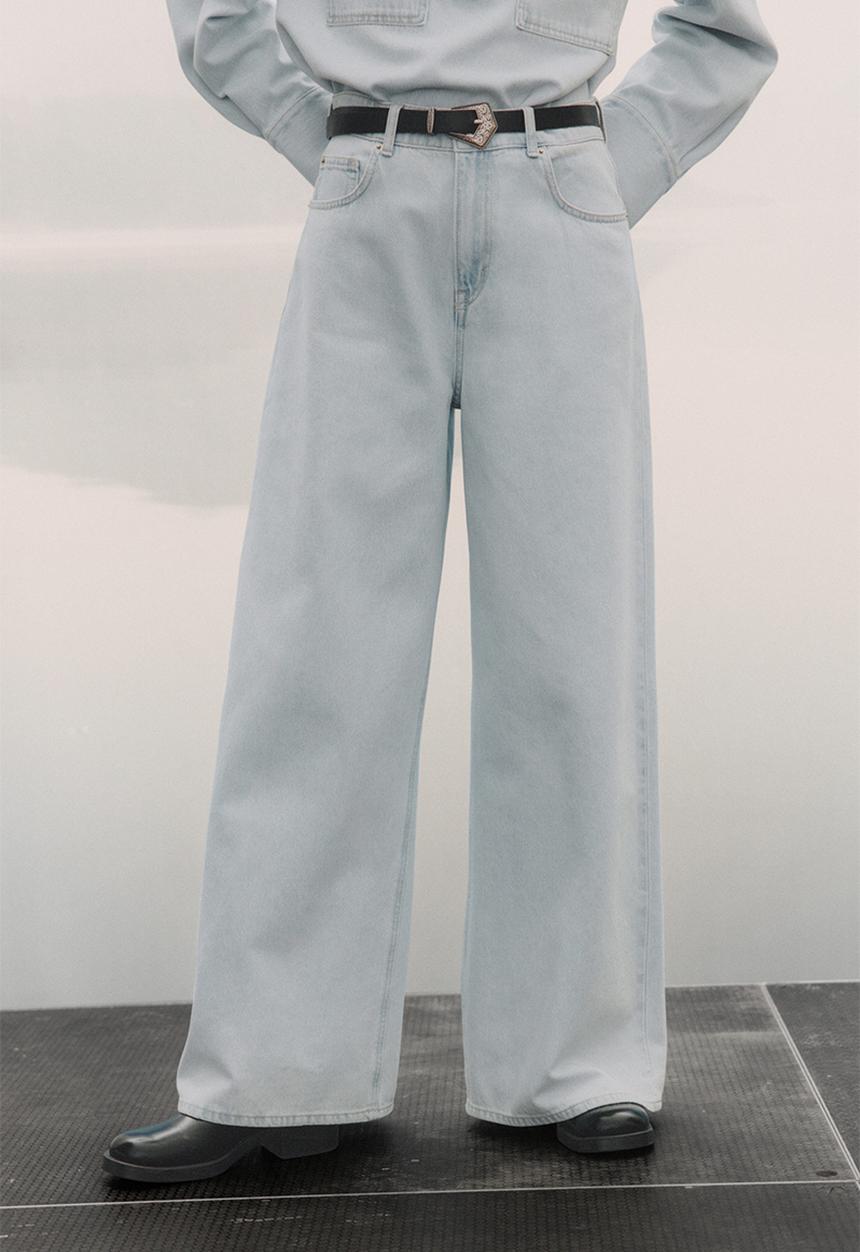 H&M - Wide high jeans - pale denim blue