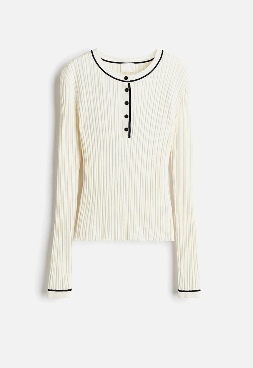 H&M - Rib-knit top - cream