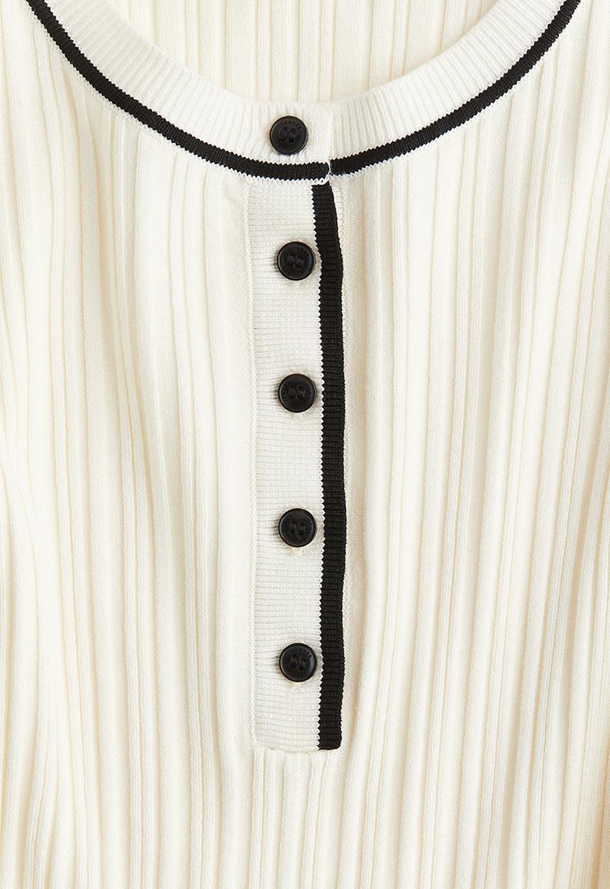 H&M - Rib-knit top - cream