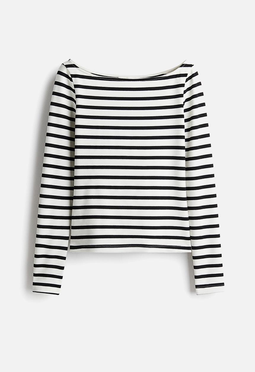 H&M - Boat-neck top - white & black striped