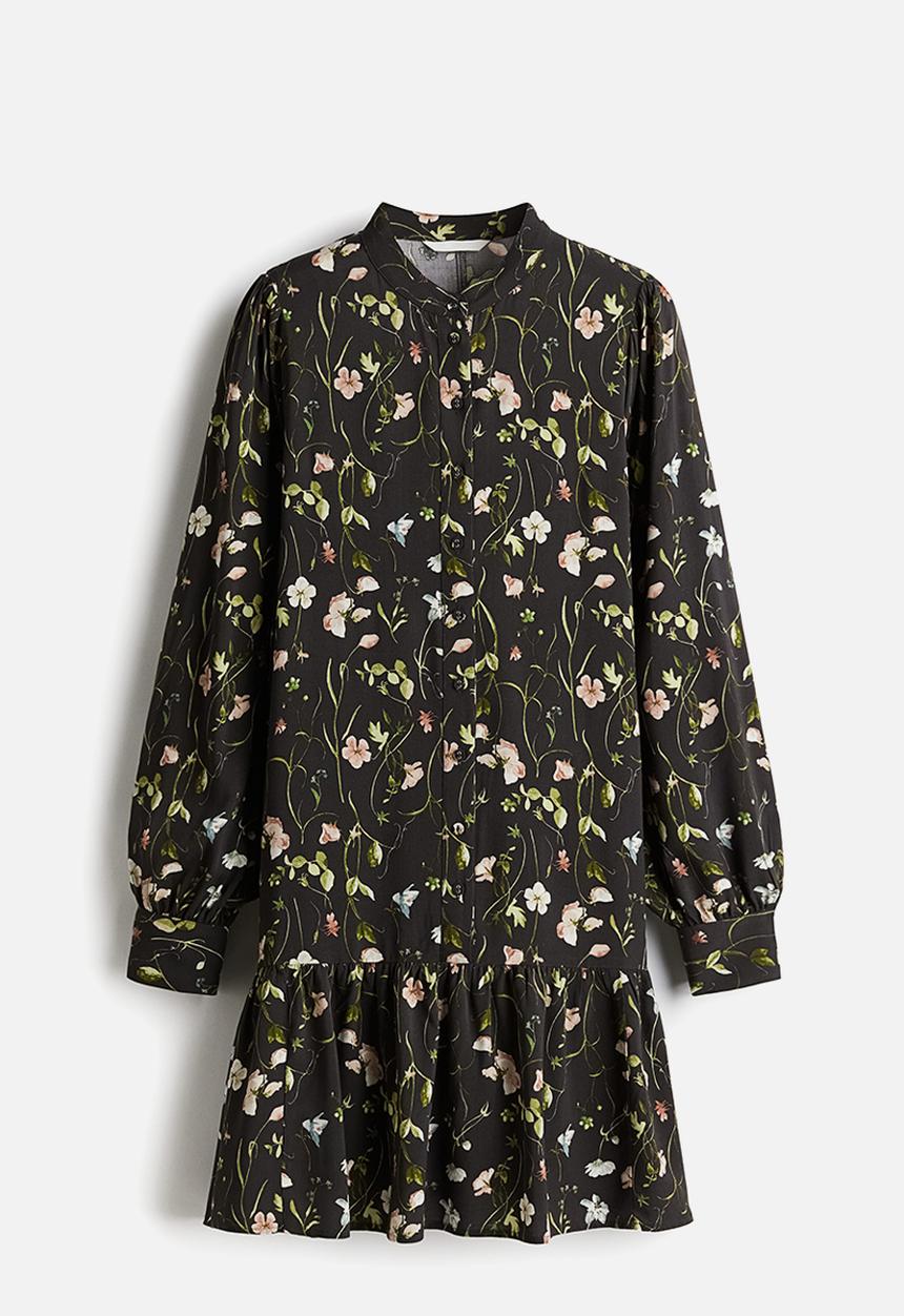 H&M - Patterned viscose dress - black & floral