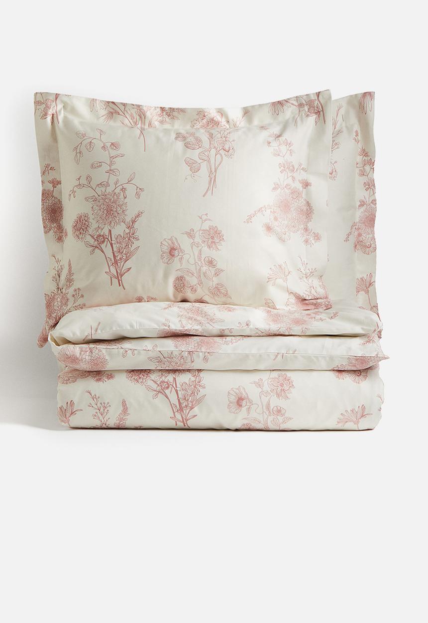 H&M - Cotton sateen double duvet cover set - pink floral