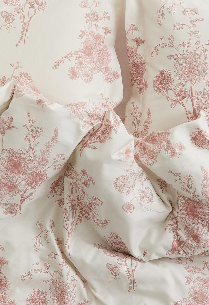 H&M - Cotton sateen double duvet cover set - pink floral