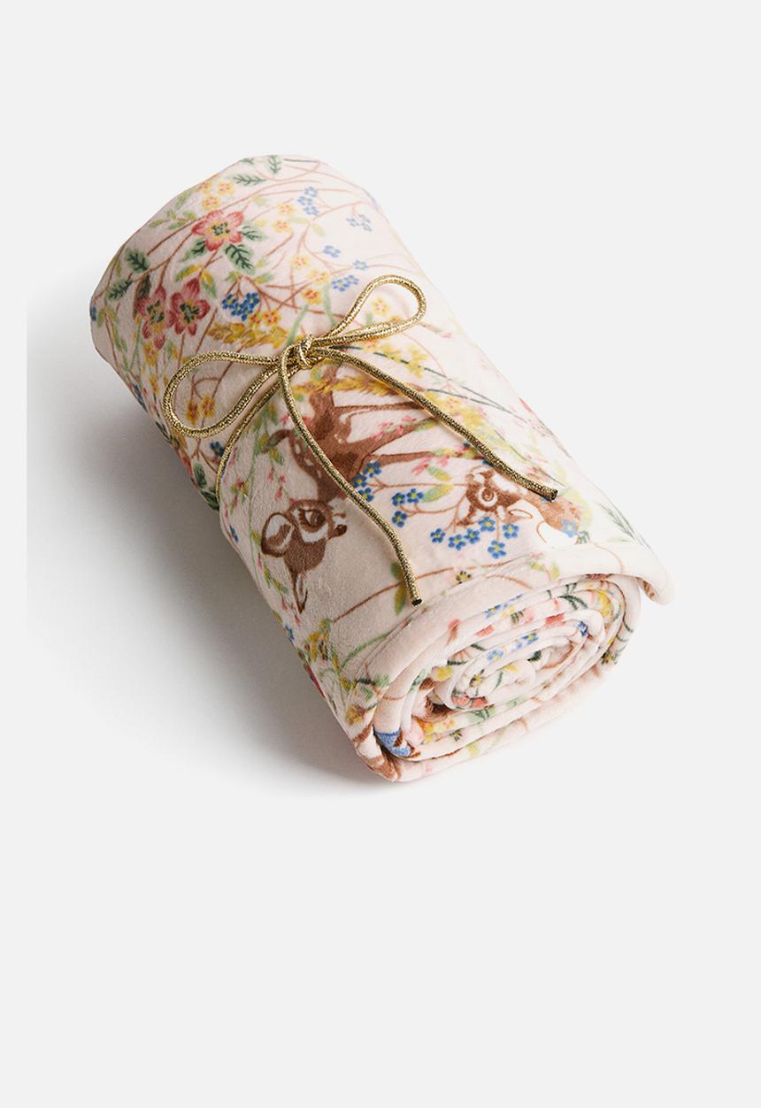 H&M - Patterned velour blanket - light beige/bambi