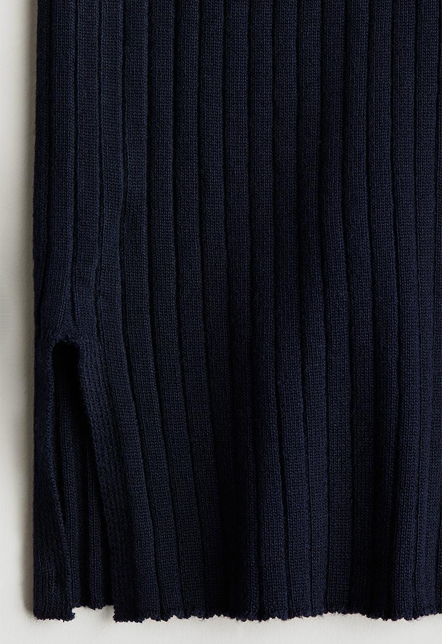 H&M - Flared rib-knit trousers - navy blue