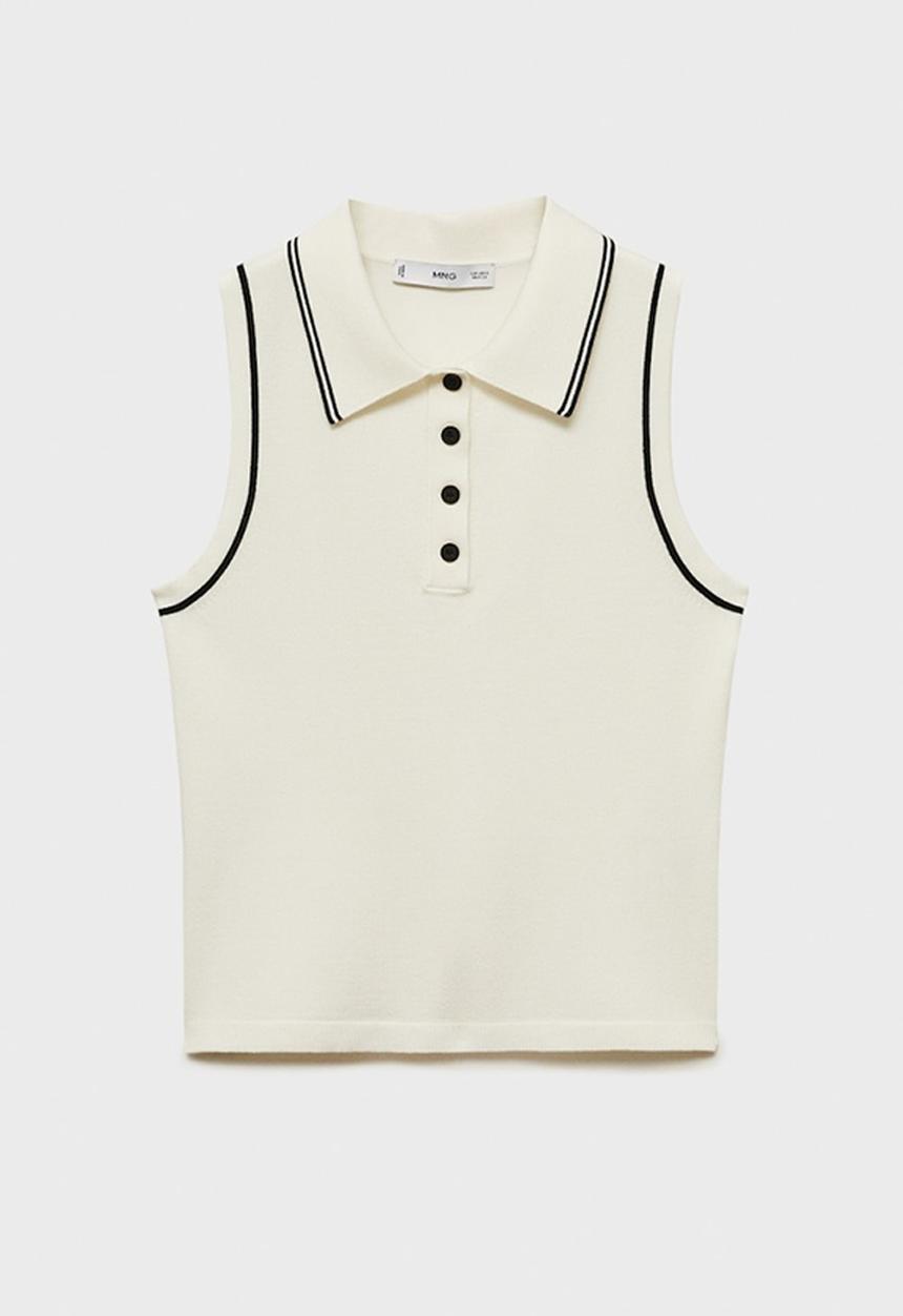 MANGO - Top Piped - Light Beige