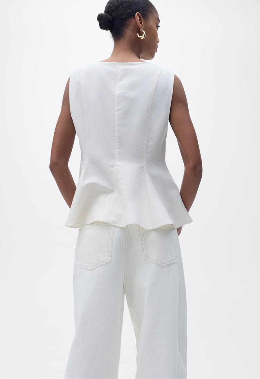 MANGO - Top Pep - Light Beige