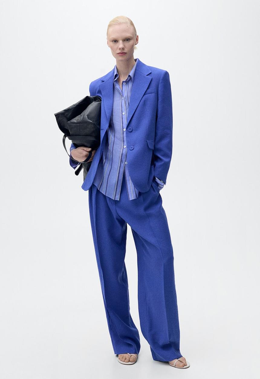 MANGO - Blazer Palma - Medium Blue