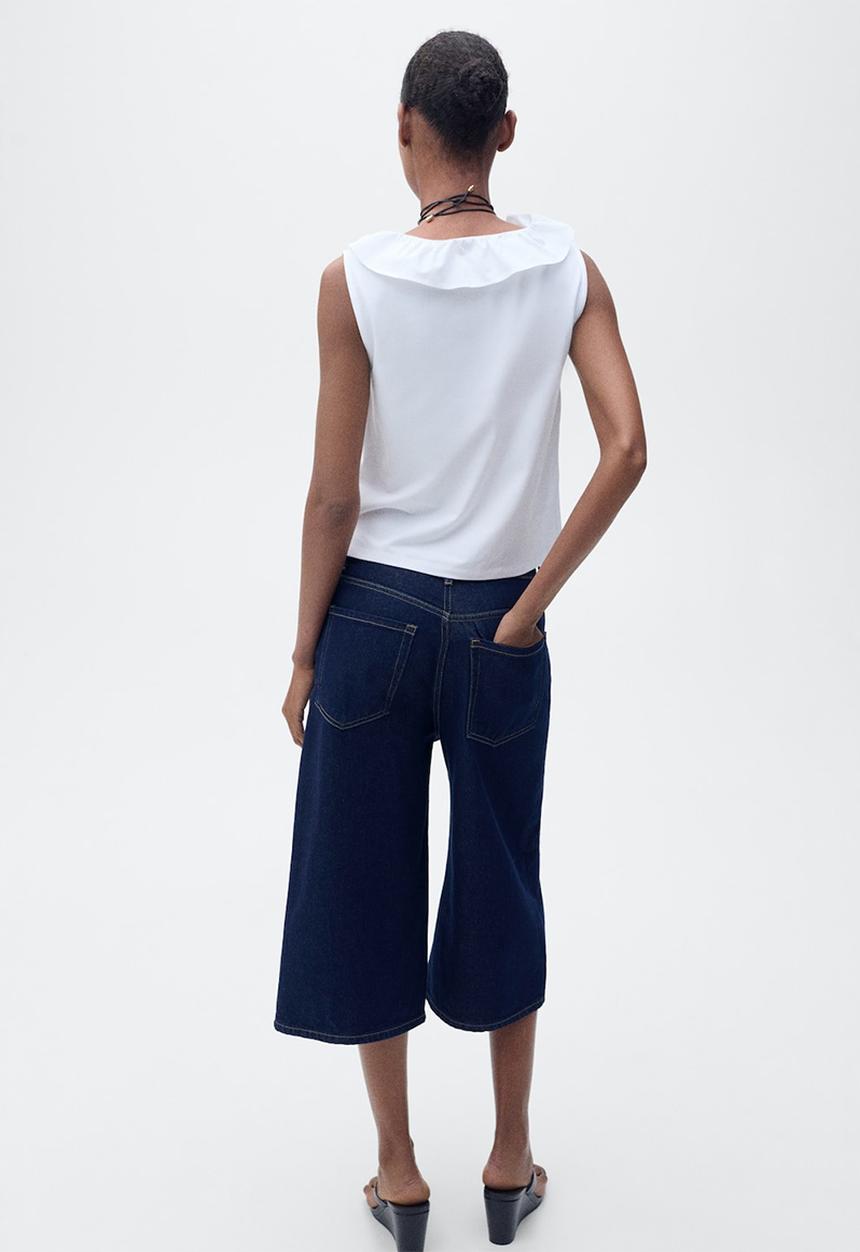 MANGO - Top Volant - White