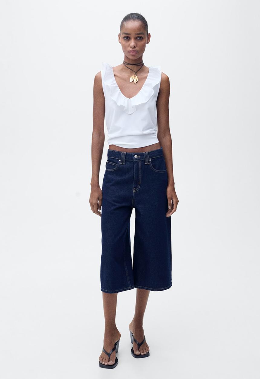MANGO - Top Volant - White