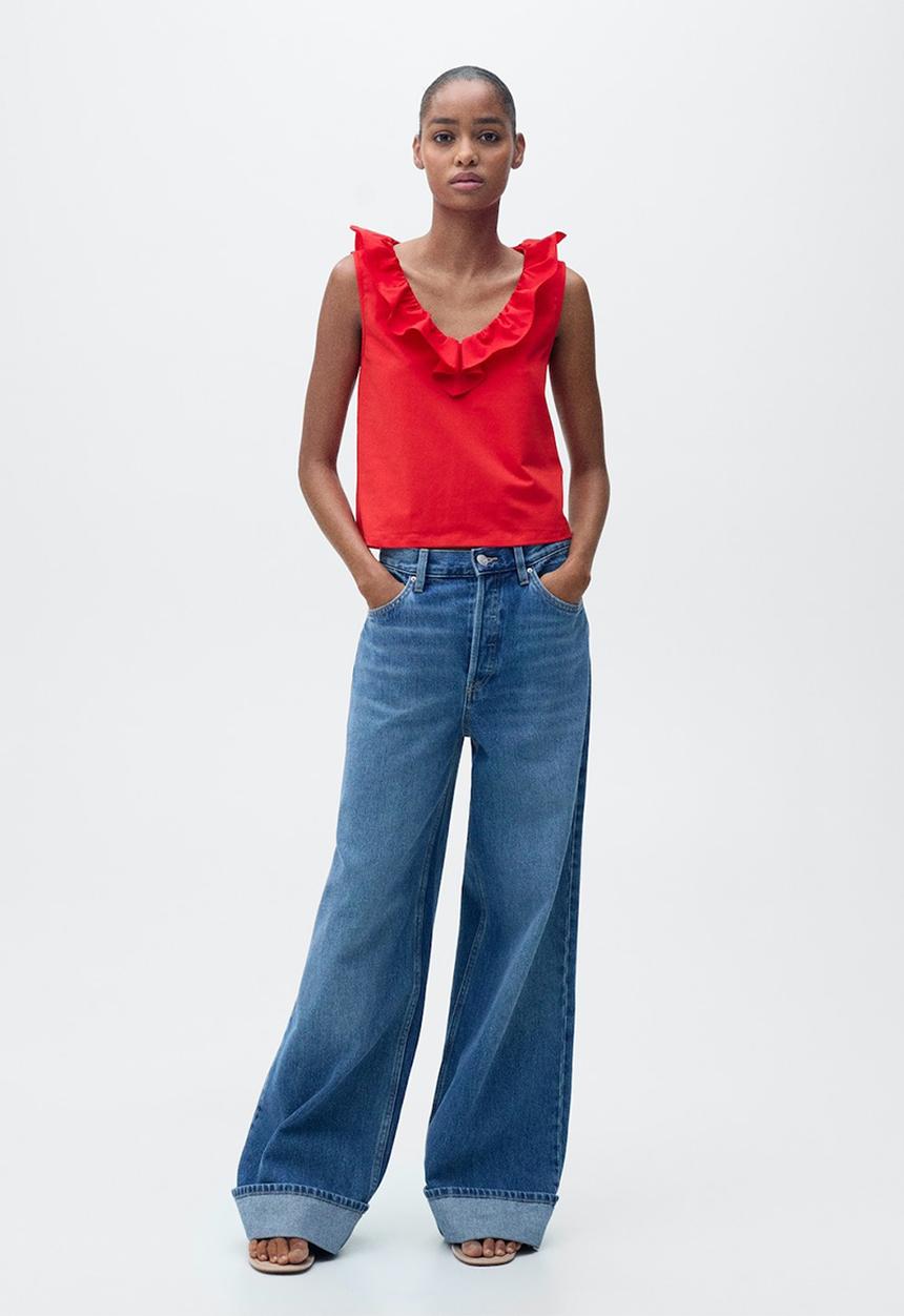 MANGO - Top Volant - Red