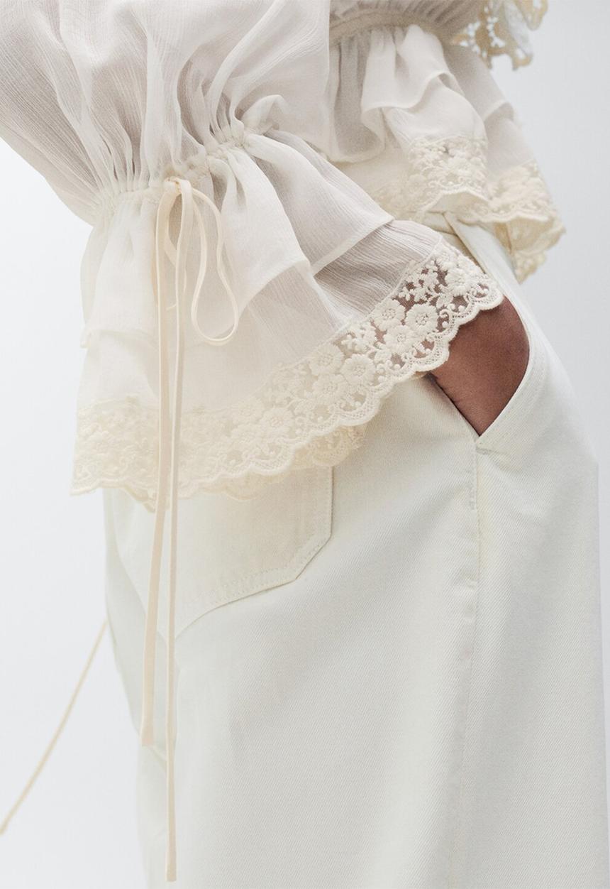 MANGO - Blouse Bambina - Light Beige